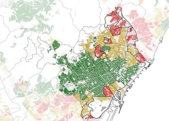 Analysis of urban vulnerability concerning neighbourhoods (source: Ajuntament de Barcelona, 2025). AGATHÓN 17 | 2025
