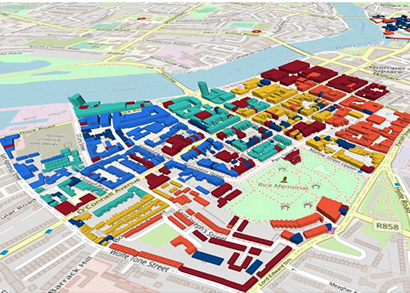 3D visualisation of the City of Limerick decarbonisation roadmap (source: r2msolution.com; +CityxChange project). AGATHÓN 15 | 2024