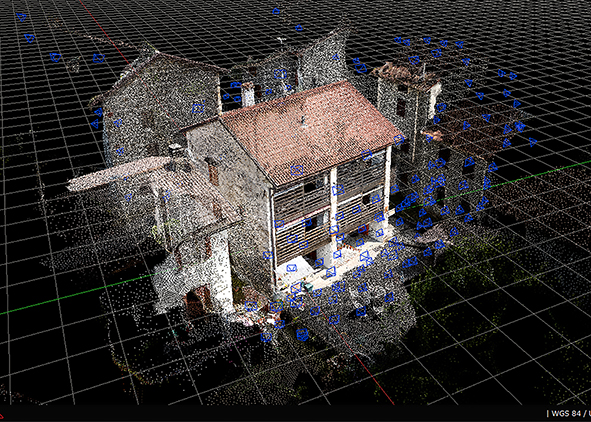 Dense point cloud: photogrammetric process applied to the building in Andreis on Via dell’Acquedotto (credit: V. Riavis, 2024). AGATHÓN 16 | 2024